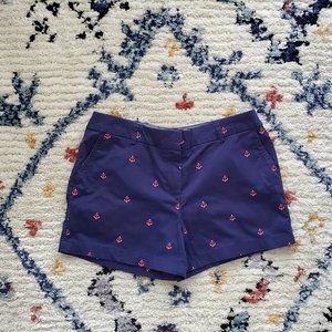 Cambridge Dry Goods | Women's Navy & Pink Shorts | Size 10 | Anchor embroidery